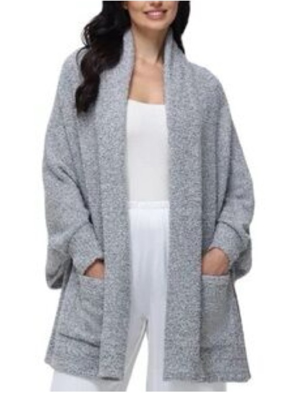 Forever 21 Light Gray Open-Front Pocket Cardigan